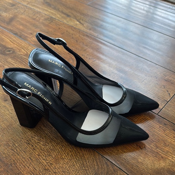 Marc Fisher Black Heels with Mesh Accent - Picture 1 of 5